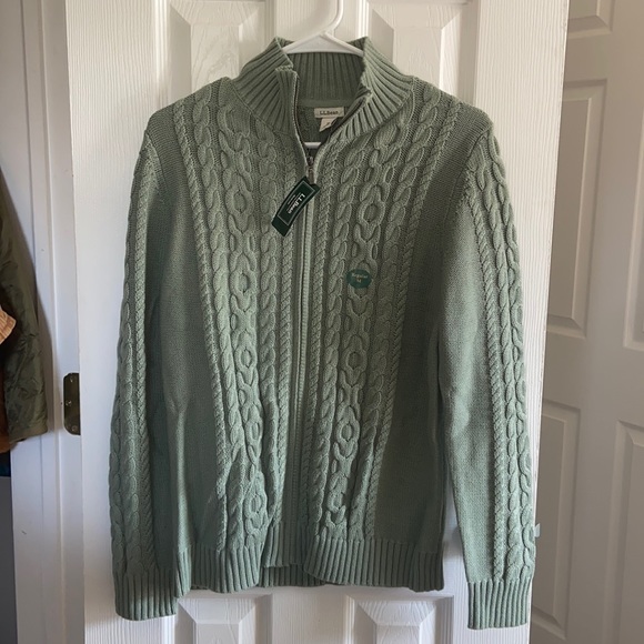 L.L. Bean Sweaters - L.L. Bean Cable Knit Zipper Front Cardigan NWT